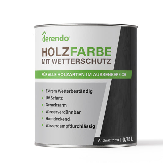 Derendo Wetterschutz Holzfarbe anthrazitgrau RAL 7016 in Anthrazitgrau RAL 7016 – Produktbild von Derendo