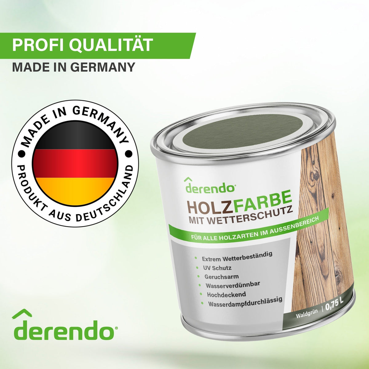 Derendo Wetterschutz Holzfarbe Grün Waldgrün in Waldgrün – Produktbild von Derendo