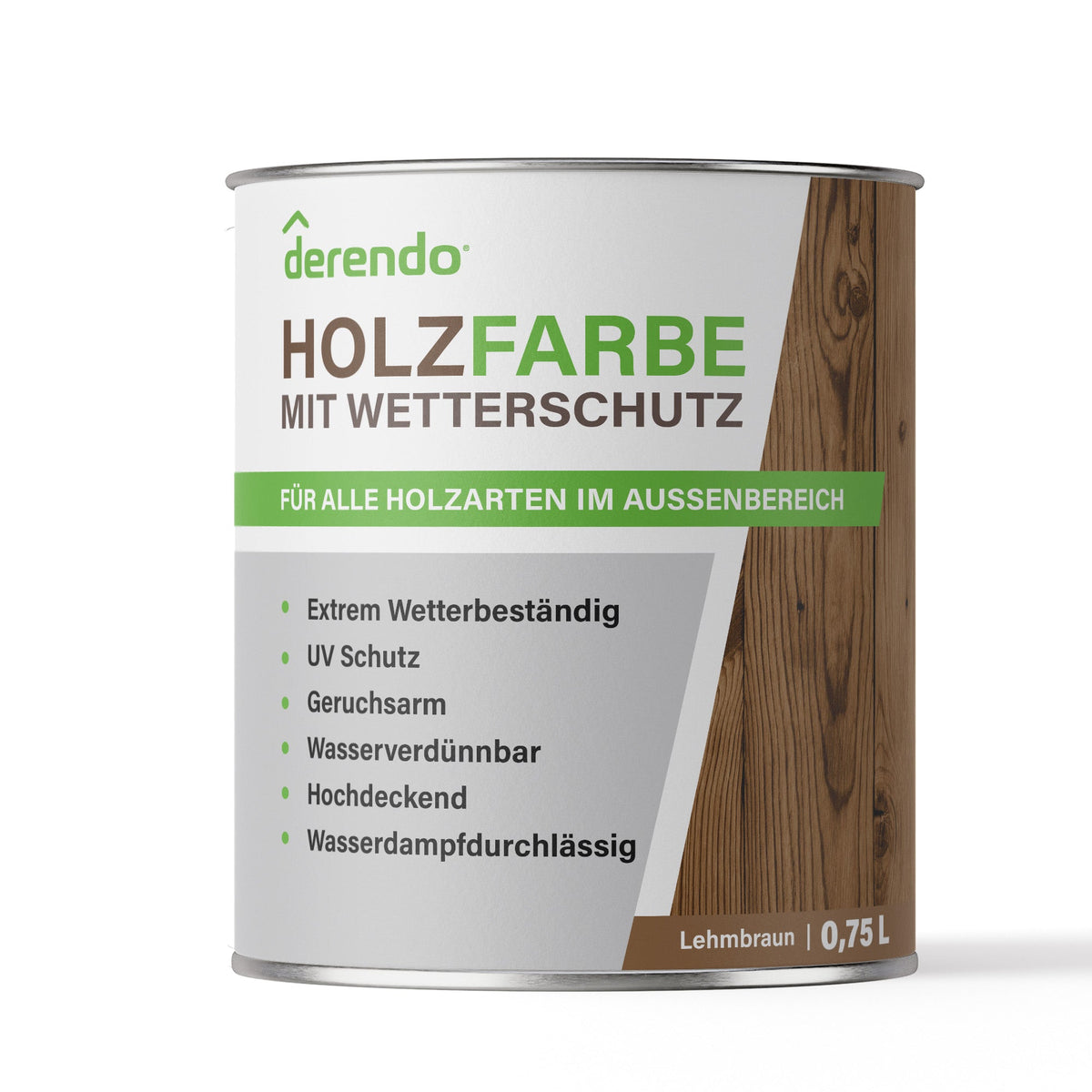 Derendo Wetterschutz Holzfarbe lehmbraun RAL 8003 - 4251604913456 - Derendo