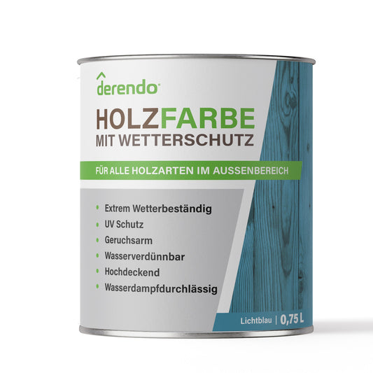 Derendo Wetterschutz Holzfarbe Lichtblau RAL 5012 in Lichtblau RAL 5012 – Produktbild von Derendo