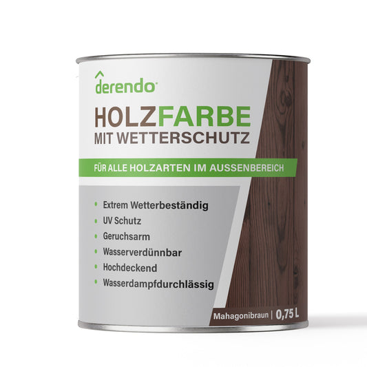 Derendo Wetterschutz Holzfarbe mahagonibraun RAL 8016 in Mahagonibraun RAL 8016 – Produktbild von Derendo