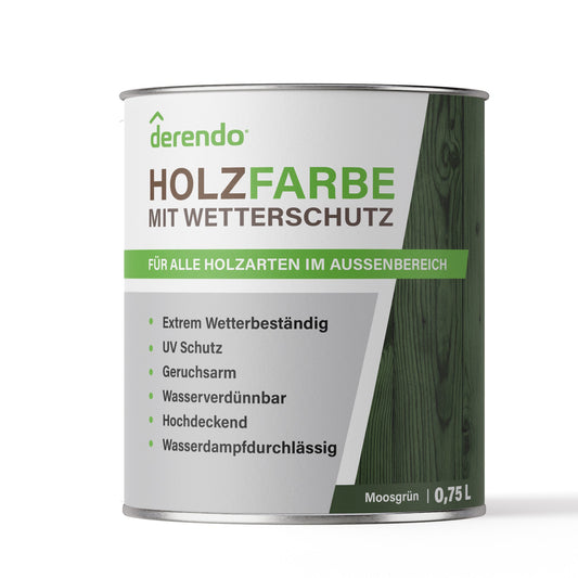 Derendo Wetterschutz Holzfarbe moosgrün RAL 6005 in Moosgrün RAL 6005 – Produktbild von Derendo