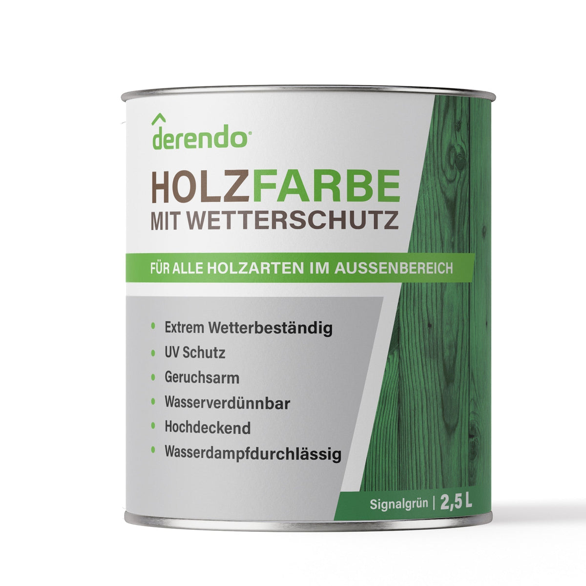 Derendo Wetterschutz Holzfarbe signalgrün RAL 6032 in Signalgrün RAL 6032 – Produktbild von Derendo