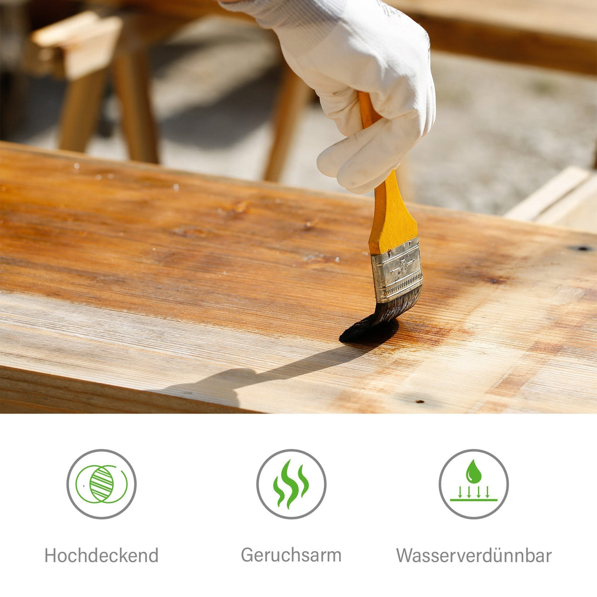 Derendo Wetterschutz Holzfarbe signalgrün RAL 6032 in Signalgrün RAL 6032 – Produktbild von Derendo