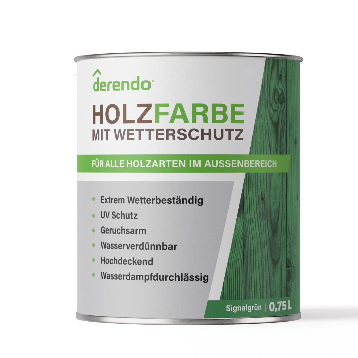Derendo Wetterschutz Holzfarbe signalgrün RAL 6032 in Signalgrün RAL 6032 – Produktbild von Derendo
