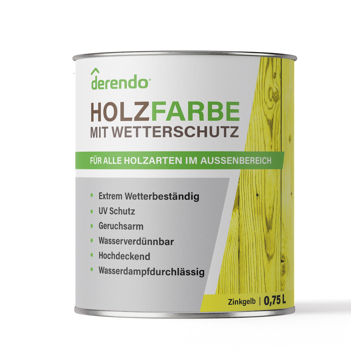 Derendo Wetterschutz Holzfarbe zinkgelb RAL 1018 in zinkgelb RAL 1018 – Produktbild von Derendo