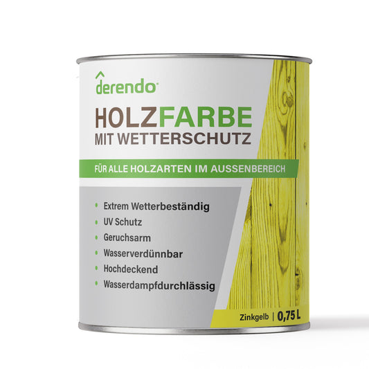 Derendo Wetterschutz Holzfarbe zinkgelb RAL 1018 in zinkgelb RAL 1018 – Produktbild von Derendo