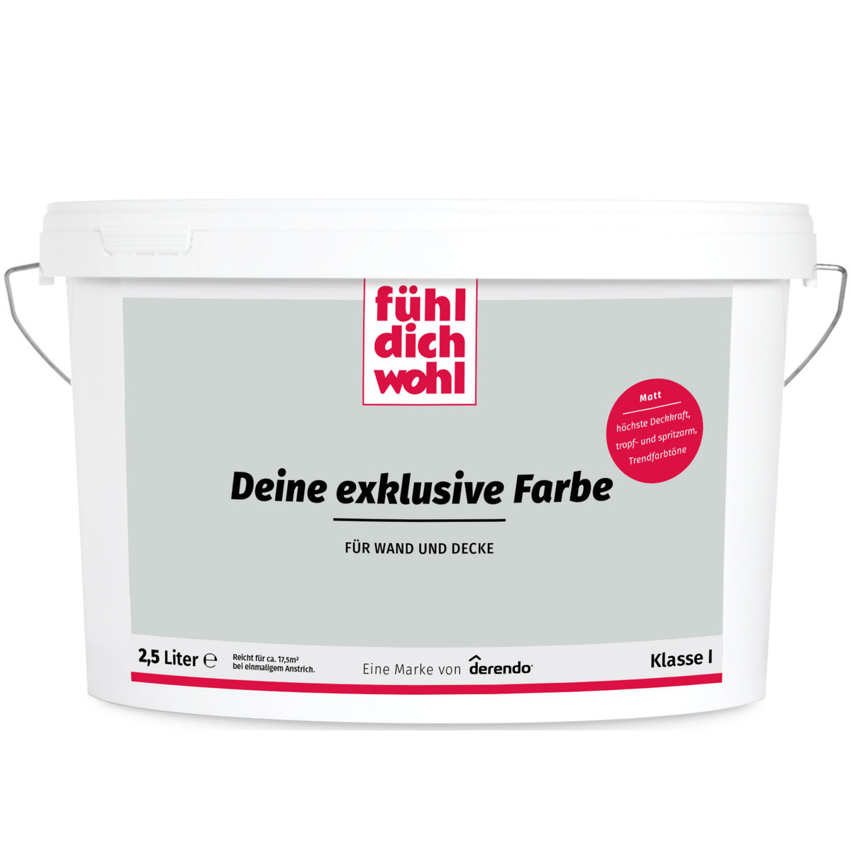 Fühl Dich Wohl Wandfarbe Hellgrau in 2.5 Liter – Produktbild von Derendo